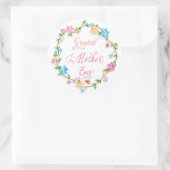 母の日のフローラかわいらしリース3ワードアート ラウンドシール (バッグ)