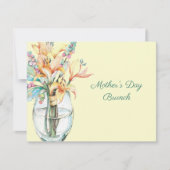 母の日のブランチの花瓶のデイリリー 招待状 (正面)