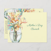 母の日のブランチの花瓶のデイリリー 招待状 (正面/裏面)
