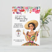 母の日のブランチへのご招待 - ドレスを着た女性 招待状 (スタンド正面)