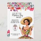 母の日のブランチへのご招待 - ドレスを着た女性 招待状 (正面/裏面)