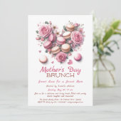 母の日のブランチ招待状 | ハートのマカロン 招待状 (スタンド正面)