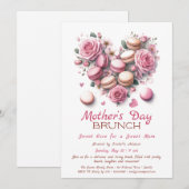 母の日のブランチ招待状 | ハートのマカロン 招待状 (正面/裏面)