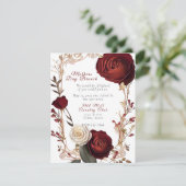 母の日のブランチ エレガントな赤と白のバラ 招待状 (スタンド正面)
