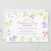 母の日のブランチ ソフト フラワール 水彩 パステル 招待状 (正面)