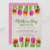 母の日のブランチ チューリップ 花 招待状 (正面/裏面)