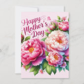 母の日のブランチ ピンク フラワーズ ホリデー 招待状 (裏面)