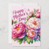 母の日のブランチ ピンク フラワーズ ホリデー 招待状 (裏面)