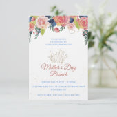 母の日のブランチ フラワーナビーブルー＆ローズゴールド 招待状 (スタンド正面)