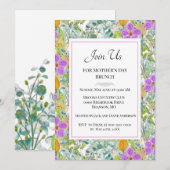 母の日のブランチ ワイルドフラワー グリーン ホリデー 招待状 (正面/裏面)
