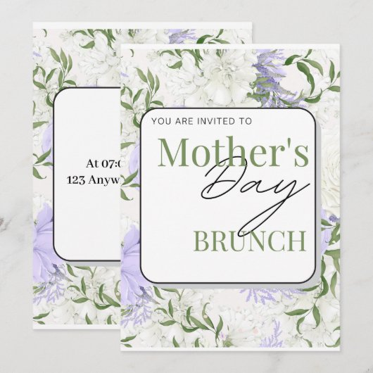 母の日のブランチ 招待状 (正面/裏面)