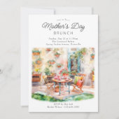 母の日のブランチ　水彩ガーデンパティオ 招待状 (正面)