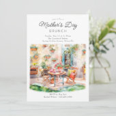 母の日のブランチ　水彩ガーデンパティオ 招待状 (スタンド正面)