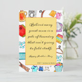 母の日のプレゼントに最適！洗濯の苦労に感謝を込めて、ユーモアあふれる名言を添えてみては？「洗濯は愛情 シーズンカード (スタンド正面)