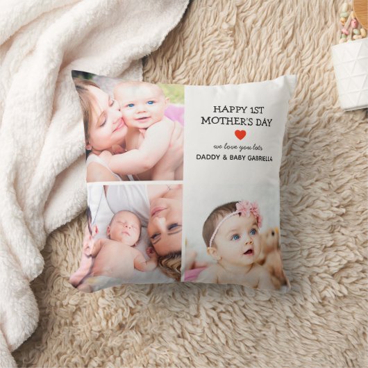 母の日のプレゼント |かわいい写真コラージュ クッション (ブランケット)