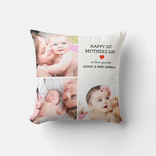 母の日のプレゼント |かわいい写真コラージュ クッション (正面)
