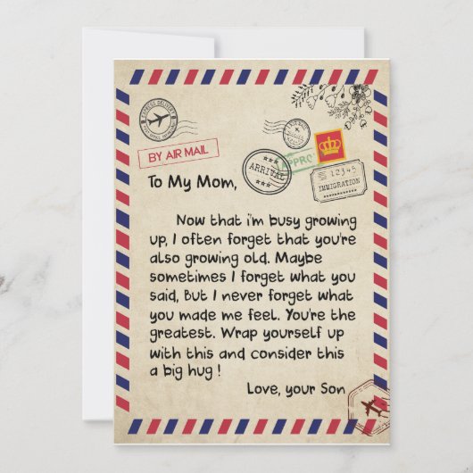 母の日のプレゼント | 息子から母へのラブレター 招待状 (正面)