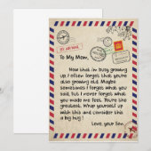 母の日のプレゼント | 息子から母へのラブレター 招待状 (正面/裏面)