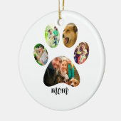 母の日のプレゼント 犬のママ | 5つの肉球プリント写真コラージュ セラミックオーナメント (左)