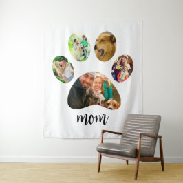 母の日のプレゼント 犬のママ | 5つの肉球プリント写真コラージュ タペストリー