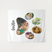 母の日のプレゼント 犬の母親 | 5つの肉球プリント写真コラージュ タペストリー (正面(横))