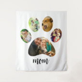 母の日のプレゼント 犬の母親 | 5つの肉球プリント写真コラージュ タペストリー (正面)