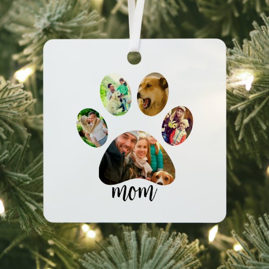 母の日のプレゼント 犬の母 | 5つの肉球プリント写真コラージュ メタルオーナメント (インサイチュ)