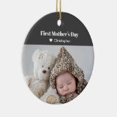 母の日のベビー写真クリスマスホリデー セラミックオーナメント (右)