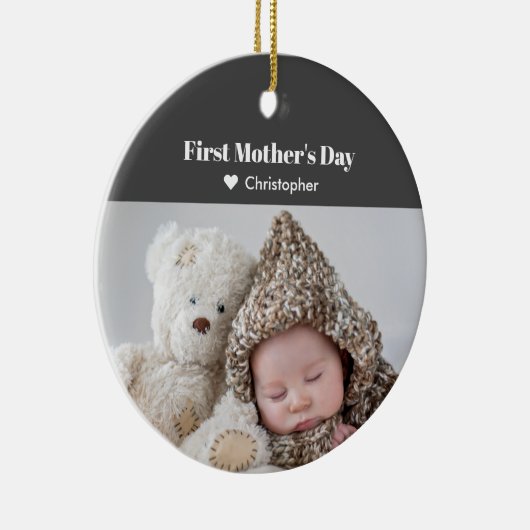 母の日のベビー写真クリスマスホリデー セラミックオーナメント (右)