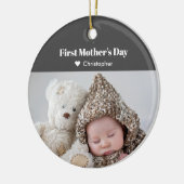 母の日のベビー写真クリスマスホリデー セラミックオーナメント (左)