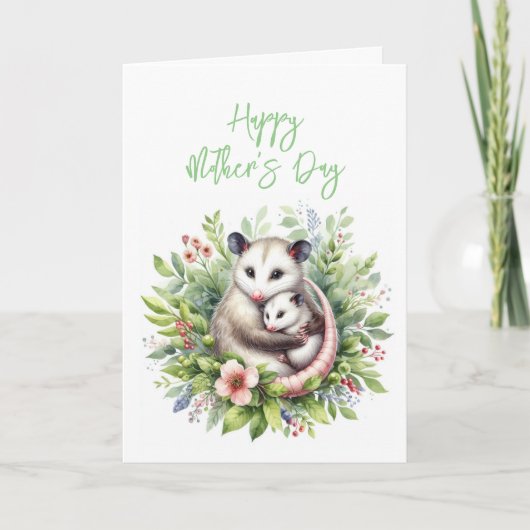 母の日のポッサムのグリーティングカード サンキューカード (正面)