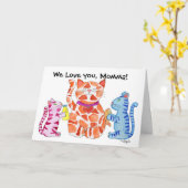 母の日のママ猫と子猫たち カード (黄色い花)