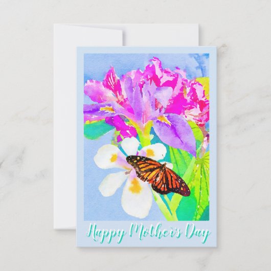 母の日のモナーク蝶、アイリスと蘭 (正面)