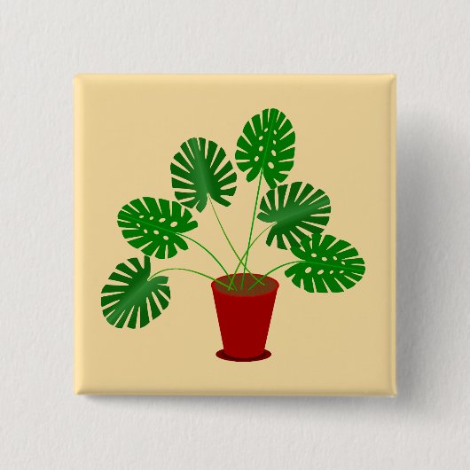 母の日のモンステラの植物 缶バッジ (正面)