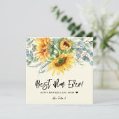 母の日のラスティックなひまわり ユーカリ グリーン カード (スタンド正面)