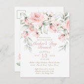 母の日のランチョン ブラッシュピンクのバラ ポストカード (正面/裏面)