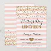 母の日のランチ会 エレガントなバーガンディピンクとゴールド 招待状 (正面/裏面)
