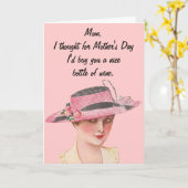 母の日のワインのボトル カード (黄色い花)