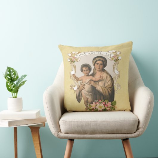 母の日のヴァージンマリアカト賛美リックフラワーズ クッション (椅子)