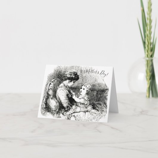 母の日のヴィンテージビクトリアン母と子 カード (正面)