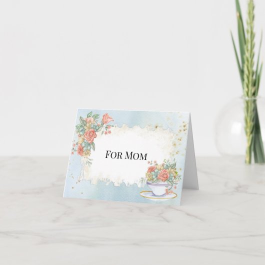 母の日のヴィンテージフレームティーカップバラデイジー シーズンカード (正面)