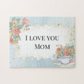 母の日のヴィンテージフレームティーカップバラデイジー ジグソーパズル (横)