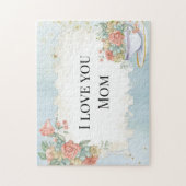 母の日のヴィンテージフレームティーカップバラデイジー ジグソーパズル (縦)