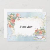 母の日のヴィンテージフレームティーカップバラデイジー ポストカード (正面/裏面)