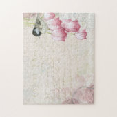 母の日のヴィンテージポストメールピンクチューリップズ ジグソーパズル (縦)