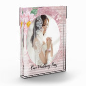 母の日のヴィンテージ動揺してピンクの写真結婚の フォトブロック (左)