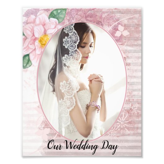 母の日のヴィンテージ動揺してピンクの写真結婚の フォトプリント            (正面)