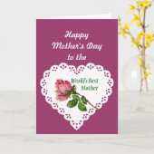 母の日の世界と最高のヴィンテージバラデザイン カード (黄色い花)