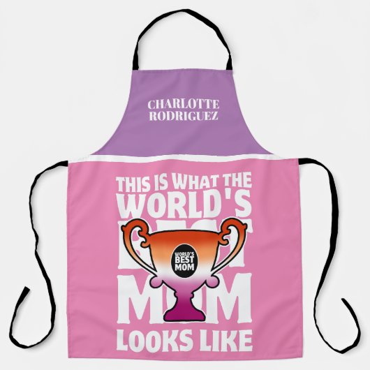 母の日の世界の母レズ最高のブの旗の色 エプロン (正面)