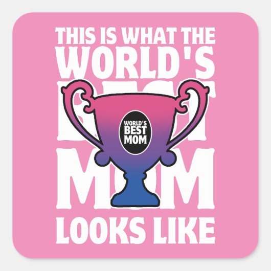 母の日の世界の母最高のバイセクシアル国旗の色 スクエアシール (正面)